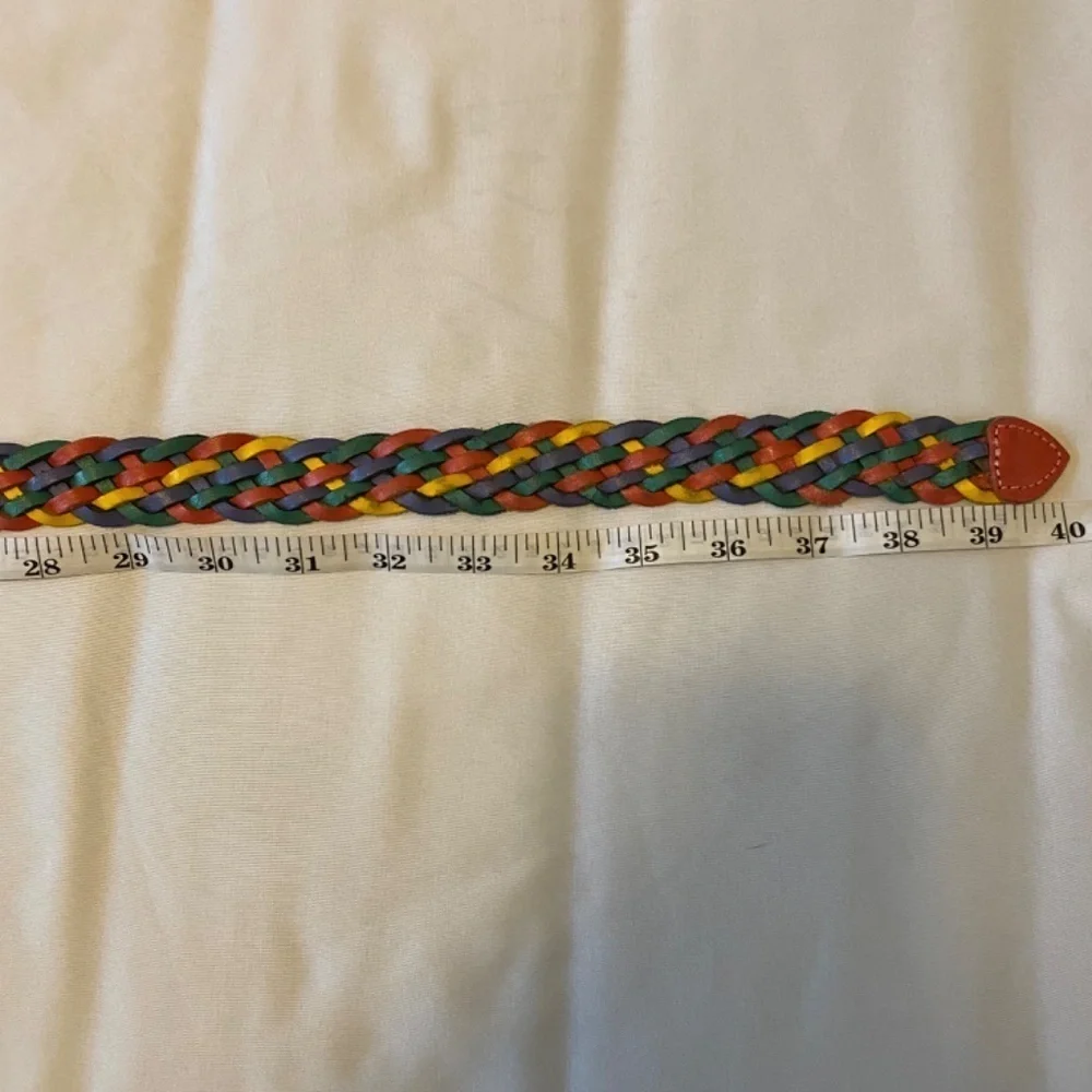 Vintage Rainbow Leather Braided Belt- ML‎